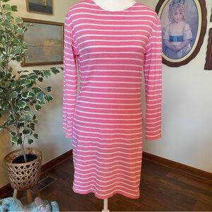 Sail To Sable •Pink & White Rope Stripe Long Sleeve Shift Dress • Size XS • EUC